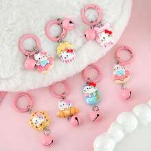 Sanrio 1 件 Hello Kitty 钥匙扣卡通吊坠带铃铛可爱钥匙链背包装饰生日礼物（颜色随机）动漫