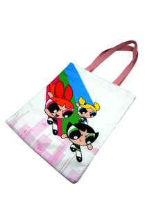 THE POWERPUFF GIRLS Cartoon Style Angel Cop Canvas Shoulder Bag, Cute Fashion Tote Handbag For Girls