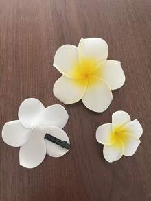 3 件海滩度假仿鸡蛋花侧夹发饰爪夹发夹发夹，学校用品 - 彩色 - 查看 6