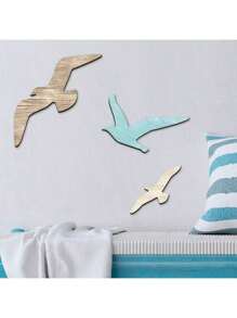 3 Stücke Möwe Wohnzimmer Wand Holzlogo dekorative Wandbehänge Holzkunst europäischer Landhausstil Heim Wanddekoration