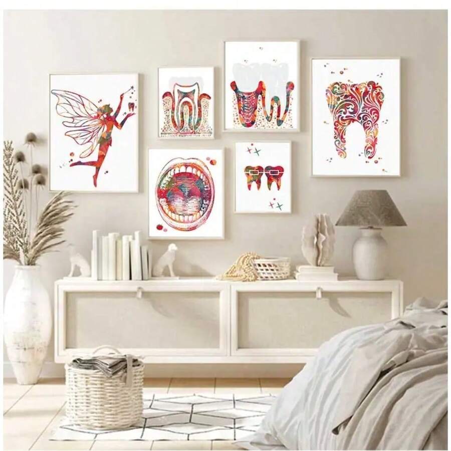 1 pieza de pósteres artísticos de anatomía de dientes humanos vintage, ilustración de dientes, lienzo médico dental, impresiones de pared, imágenes para decoración del hogar, marco opcional