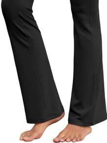 Women's Flared Yoga Pants | Tummy Control Wide Waistband & Phone Pockets | High-Waisted Stretchy Lounge Pants For Gym, Spring Outfits