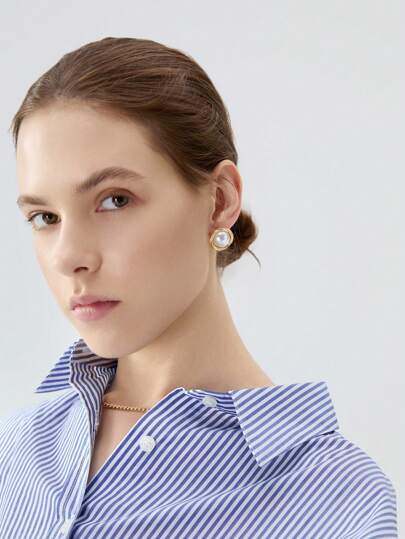 Elegant Minimalist Faux Pearl Decor Stud Earrings Christmas Winter Christmas Gifts