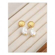 1 Paar 925 Sterling Silber Barock Perle Kunstperle Design Ohrringe, Luxus Geschenkverpackung