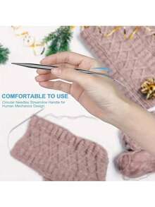 EDCUEBE7 1/9pcs Round Knitting Needle Set, 2mm-10mm Metal Fixed Cable Needles For Thick Blankets, Scarves, Hats, Socks, Gloves Knitting And Large Projects - Silver Grey. Suitable For Thanksgiving & Christmas Gifts - Multicolor - View 4