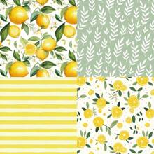 24 Stücke 6x6 Zoll Zitronen Gelb Obst Ästhetik Sammelalbum Papier Wunderland Muster einseitig bedruckt Sammelalbum Decoupage Papierblock für DIY Basteln Journaling Sammelalbum Zubehör Geschenkverpackung Album Kunst Dekorative Bastelpapiere