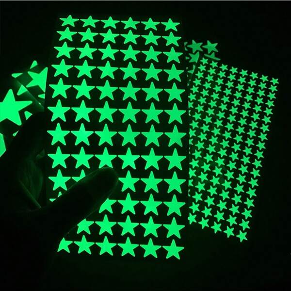 144pcs PET Material Fluorescent Wall Stickers DIY Creative Glow-In-The-Dark Star Stickers For Dormitory Living Room Bedroom Switch Decoration