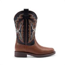 Boys Girls Cowboy Boots – Square Toe Western Riding Boots For Kids - 鏽棕色 - 查看 8