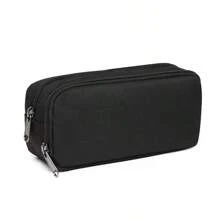 1 pièce Étui à crayons grande capacité FeiFanChoice, avec 2 compartiments, convenant aux enfants, filles, garçons, hommes et femmes. Sac organisateur multifonction noir pour fournitures scolaires et de bureau, rentrée scolaire
