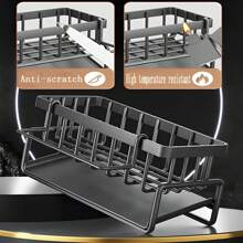 Estante para fregadero de cocina, cesta para esponjas con bandeja de drenaje automático, escurridor de esponjas, escurridor de acero inoxidable sin taladros.