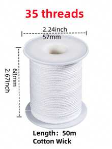 61 米卷棉质编织灯芯线轴蜡烛灯芯带 100 个油灯支架 DIY 手工蜡烛制作用品 - 白色 - 查看 25