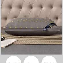 Juego de 2 almohadas a cuadros de soporte para la protección del cuello, 45*65, Soporte contorneado ergonómico ajustable ortopédico, Para dormir de lado y de espalda, Funda extraíble para mayor comodidad al dormir, 3 Colores: azul marino, blanco y gris - Gris - Ver 4