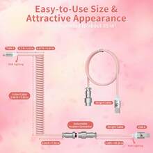 ATTACK SHARK C01 Ultra-High Definition RGB Spiral Keyboard Cable, Custom-Made USB-C Aviation Plug Gaming Keyboard Cable, Dual-Layer Braided Stable Design, 2M Type-C To USB-A High-Speed Cable, Detachable Metal Aviation Plug, Suitable For PC Gamers - Multicolor - View 7