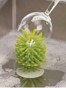 1 pièce Brosse de nettoyage de verre haute avec ventouse, Brosse pour verre à vin rouge/verrerie, Brosse à ventouse pour évier, Brosse à motif écaille de tortue