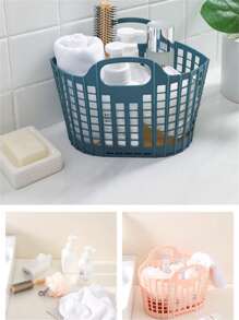 1/3 PCS, Plastic Foldable Storage Basket With Handle, Suitable For Home Bathroom And Laundry, Multi-Functional Storage, Snack And Sundries Storage, Suitable For Home Storage, Picnic Takeout