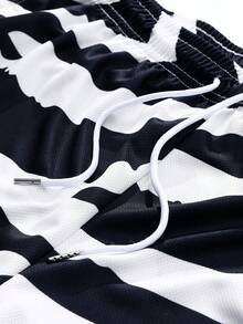 Men's Contrast Color All-Over Print Lettering Casual Sports Basketball Shorts, Summer, Football Style, Shorts For Men - White - View 7