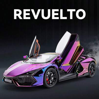 1:24 Scale Diecast  Revuelto Model Car, Electroplated Version With Spray Function Toy, Zinc Alloy Casting, Indoor Decor Collectible, Gift For Boys