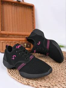 Zapatos deportivos casuales cómodos para mujer para la temporada de vacaciones de Acción de Gracias, zapatillas para correr al aire libre con Top de malla de tela, suela blanda con cordones, zapatillas de baile para mujer