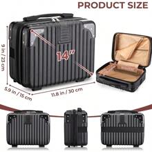 Noverlife 14 Inch Portable Hard Shell Cosmetic Travel Case Mini Travel Hand Luggage With Elastic Band Travel Makeup Case Small Makeup Carrying Suitcase For Train Cosmetic Bag Travel Camping Black
