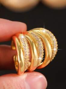 1pc Fantasy Big Intersect Cubic Zirconia Engagement Rings For Women Hollow Geometric CZ Wedding Ring For Daily Decoration Anniversary Party Jewelry Gift