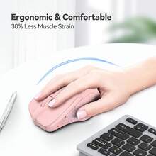 Tecknet Wireless Mouse, 2.4g Ergonomic Optical Mouse, Computer Mouse Laptop, PC, Computer, Chromebook, Notebook, 6 Buttons, 24 Months Battery Life, 2600 DPI, 5 Adjustment Levels - Różowy - Zobacz 4