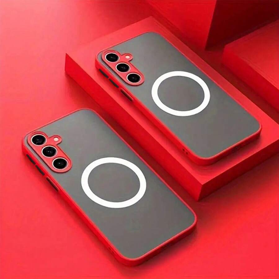 Ốp lưng từ tính MagSafe tương thích với Samsung S25 Ultra S24 S23 Ultra A17 A06 A16 A56, hỗ trợ sạc không dây, chống sốc, tương thích với iPhone 16 15 14 13 12 11 Pro Max Pro Plus 7 8 SE 7P 8P X 16e, phiên bản quốc tế, không phải phiên bản nội địa. - Đỏ - Xem 1