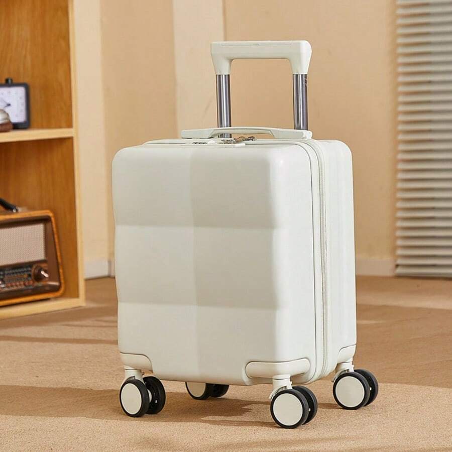 14 Inch Compact Lightweight Durable Carry-On Luggage, Fashion Travel Suitcase With 360° Spinner Wheels, Essential For Travel - White - View 1