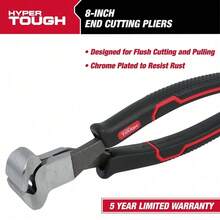 Alicates de corte frontal de 8 pulgadas Hyper Tough con mangos ergonómicos y cómodos, negro 6020V - 1 - Ver 3