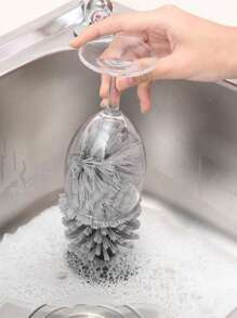 1 pièce Brosse de nettoyage de verre haute avec ventouse, Brosse pour verre à vin rouge/verrerie, Brosse à ventouse pour évier, Brosse à motif écaille de tortue