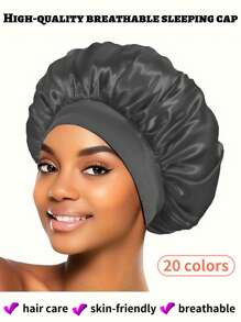 1 pièce / 2 pièces Nouvelle casquette de sommeil élastique à large bord en satin doux et respirant, style mode décontracté et confortable pour usage quotidien