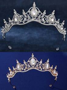 1pc Elegant Princess Headdress Fashion Headband Crown Tiara, Rhinestone Alloy Bridal Crown For Women Costume, Party, Wedding, Photography Accessory