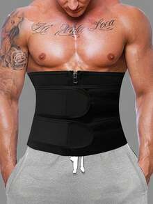 1pc Men's Slimming Waist Trainer Belt, Unisex Waist Support Trimmer For Exercise, Sauna, Sweat, Abdomen Shaping - Black - View 9