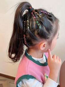 817pcs/Set Girls' Brown Sparkling Rhinestone Pearl Fabric Flower, Rabbit, Heart, Butterfly, Star Cute Headband, Hair Ties, Clips, Barrettes Hair Accessories Set, Suitable For Daily Use And Gift - Multicolor - View 6