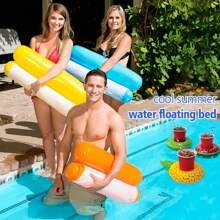 Letto galleggiante gonfiabile con sottobicchiere gonfiabile a forma di frutta, amaca d'acqua pieghevole, sedia a sdraio galleggiante per piscina, letto galleggiante per piscina con pompa d'aria, decorazione per festa in piscina