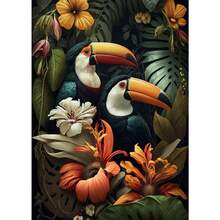 1pc Gift Lion Flamingo Panda Monkey In Flower Jungle Art Posters Wild Animals Art Canvas Painting Print Wall Arts Picture Home Decor Optional Frame - Multicolor - View 24