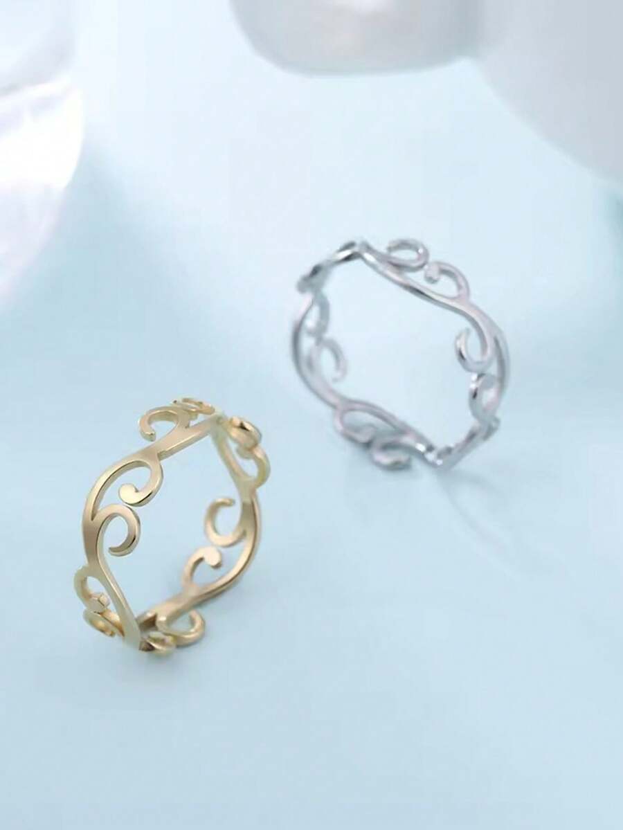 1 pieza Anillo de mujer de acero inoxidable con patrón de enredadera simple