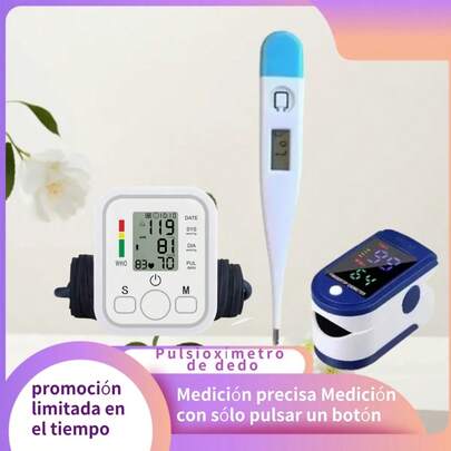 Kit de control de la salud Esfigmomanómetro + Pulsioxímetro + Termómetro con guía de voz Preciso y fácil de usar, ideal para medir la presión arterial de las personas mayores en casa baumanometro digital