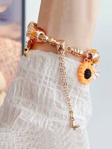 1 件蜜蜂/花朵吊坠串珠银链手链表带兼容 表带 38 毫米 40 毫米 41 毫米 4 毫米 44 毫米 45 毫米 49 毫米(S10 42)毫米(S10 46)毫米时尚简约、精致的女士腕带兼容 Series Ultra 2 S10 SE9 8 7 6 5 4 3 2 1 母亲节/日常礼物 - 金色 - 查看 6