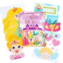 Scissor Skill Activity Book - Food, Princess Cartoon DIY Collage Puzzle, 20 Pcs Fun Paper Cutting For 3-6 Years Old, Creative Handcraft Gift For Boys And Girls, Preschool Paper Cutting, Develop Hands-On Ability (Princess Style, New And Old Cover May Vary But Content Is The Same)