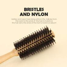 3 In 1 Bamboo Hair Brush Set - Natural Bamboo Comb Paddle Detangling Hairbrush, Tail Comb No Bristle & Round Brush With Boar Bristle & Nylon, Suit For Women Men, Thick/Thin/Curly/Dry Hair Gift Kit