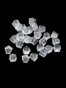 1 Box 2 Styles Silicone Transparent Plum Flower & Bullet Shaped Earrings Earplug Accessories For DIY Earring Decoration (With Box)