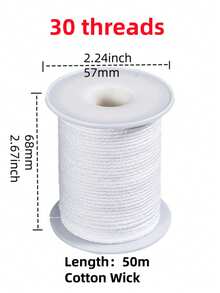 61 米卷棉质编织灯芯线轴蜡烛灯芯带 100 个油灯支架 DIY 手工蜡烛制作用品 - 白色 - 查看 26