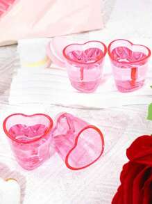 6 peças/12 peças Conjunto de Copos Plásticos em Forma de Coração - Reutilizáveis, para o Dia dos Namorados, Natal, Quinze Anos e Festa, Copos de Dose em Forma de Coração Laváveis à Mão - Copos Versáteis para Tequila, Uísque e Licor