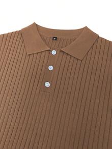 Business - Business Commuting    Regular Fit    Button  Rib-Knit  Button Front    Going Out  Holiday  Street - Brown - View 4