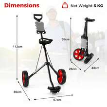 Push Pull Golf Cart Folding 2-Wheel Golf Trolley Cart With Scoreboard - Red - View 2