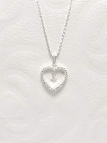 Necklace With Heart-Shaped Pendant Inlaid With Zirconia And A Cross Of Jesus Inside The Pendant. 925 Silver Plated - Bạc - Xem 7