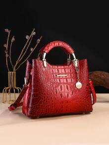 Elegant Crocodile Print Small Handbag, Fashionable Single-Shoulder Crossbody Wallet For Ladies, High-End Small Handbag With Multiple Compartments For Daily Use - Đỏ - Xem 2