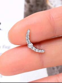 1PC Stainless Steel Cartilage Stud Earrings Crystal CZ Leaf Flower Star Moon Screw Back Earrings Tragus Helix Flat Rook Conch Standard Piercing Jewelry For Women