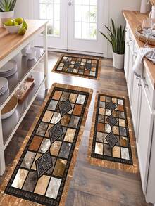 Set de 1 o 2 alfombrillas de puerta de cerámica retro - Alfombra de piso antideslizante para el hogar, apta para dormitorio, cocina y baño. Alfombra de piso para el hogar, alfombra para los pies, multiusos adecuada para entrada, cocina y pisos de baño. Alfombra de entrada creativa disponible en varios tamaños - Marrón - Ver 8