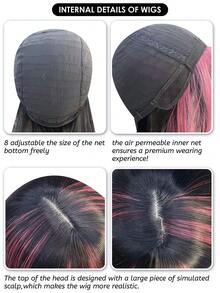 alicegarden 1 件合成耐热长直发假发，多色假发，26 英寸长，由纤维制成，适合日常使用，自然逼真的假发 - 彩色 - 查看 10